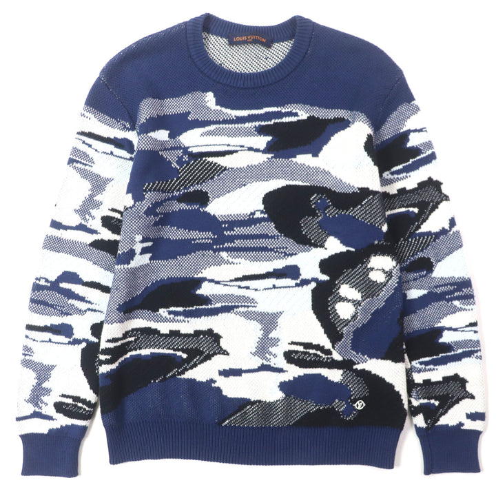 Great LOUIS VUITTON sweater knit Navy multi cotton mens S