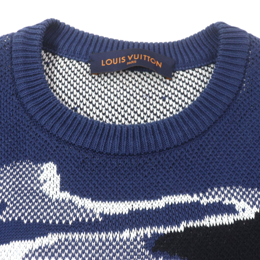Great LOUIS VUITTON sweater knit Navy multi cotton mens S
