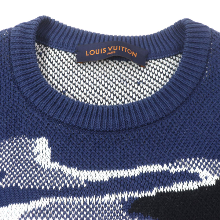 Great LOUIS VUITTON sweater knit Navy multi cotton mens S