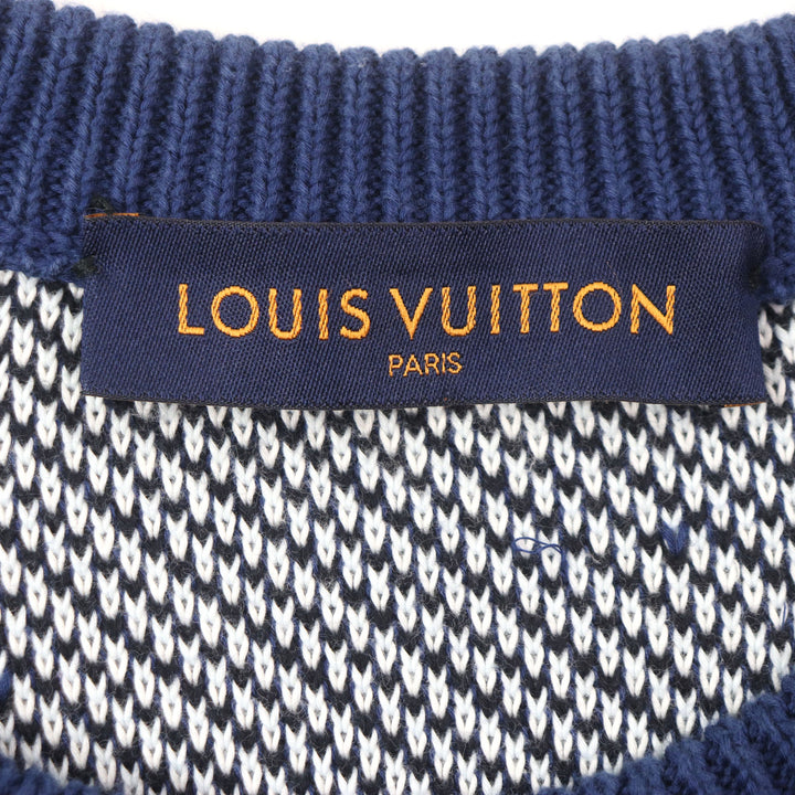 Great LOUIS VUITTON sweater knit Navy multi cotton mens S
