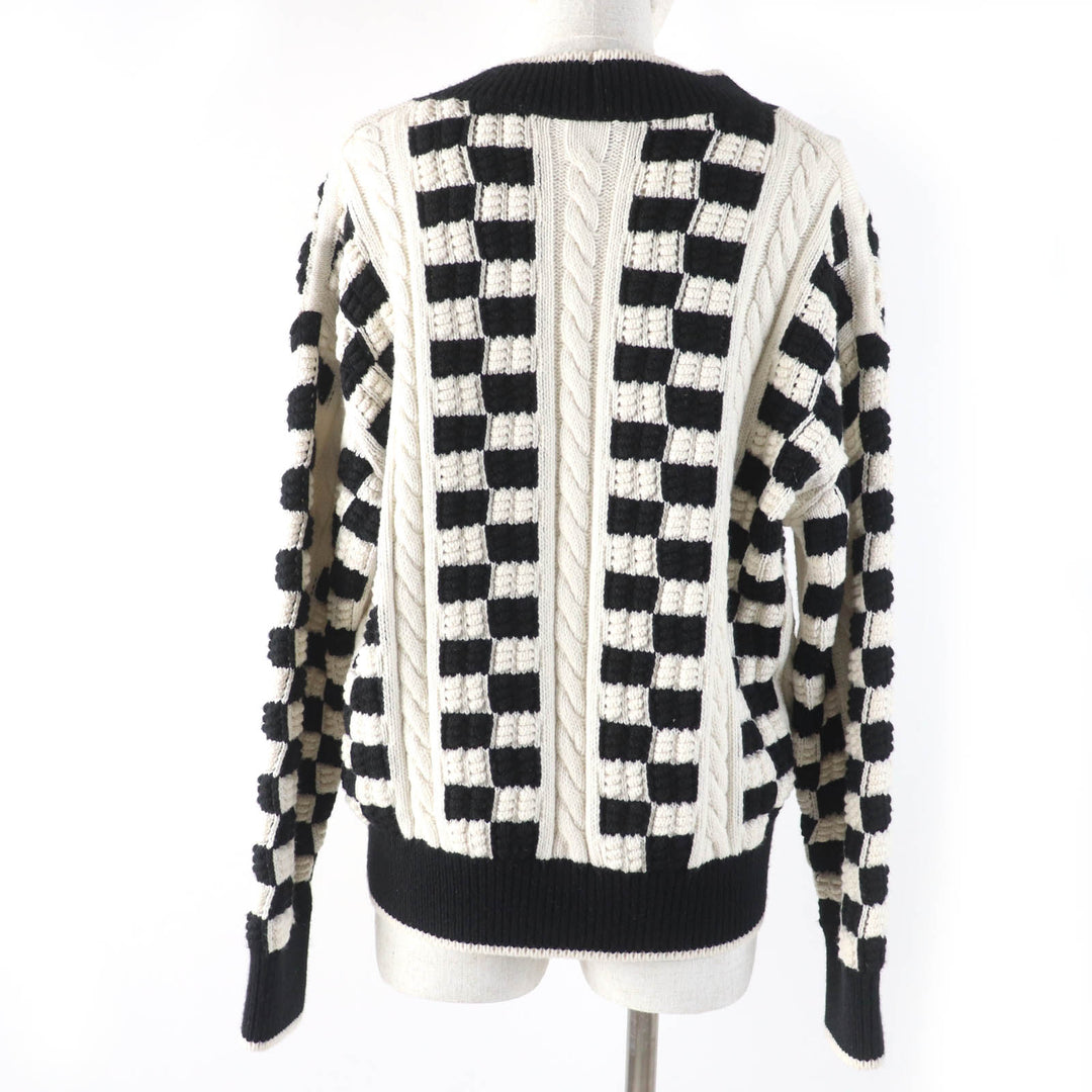 Excellent CHANEL knit COCO Mark Button Cable Knit Deep cashmere Women 38 P74123K10621