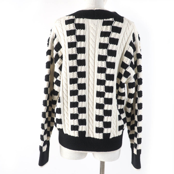 Excellent CHANEL knit COCO Mark Button Cable Knit Deep cashmere Women 38 P74123K10621