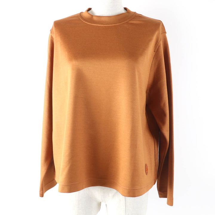 Excellent HERMES sweat Mock neck long sleeve with crudcell patch Brown cotton Women 34