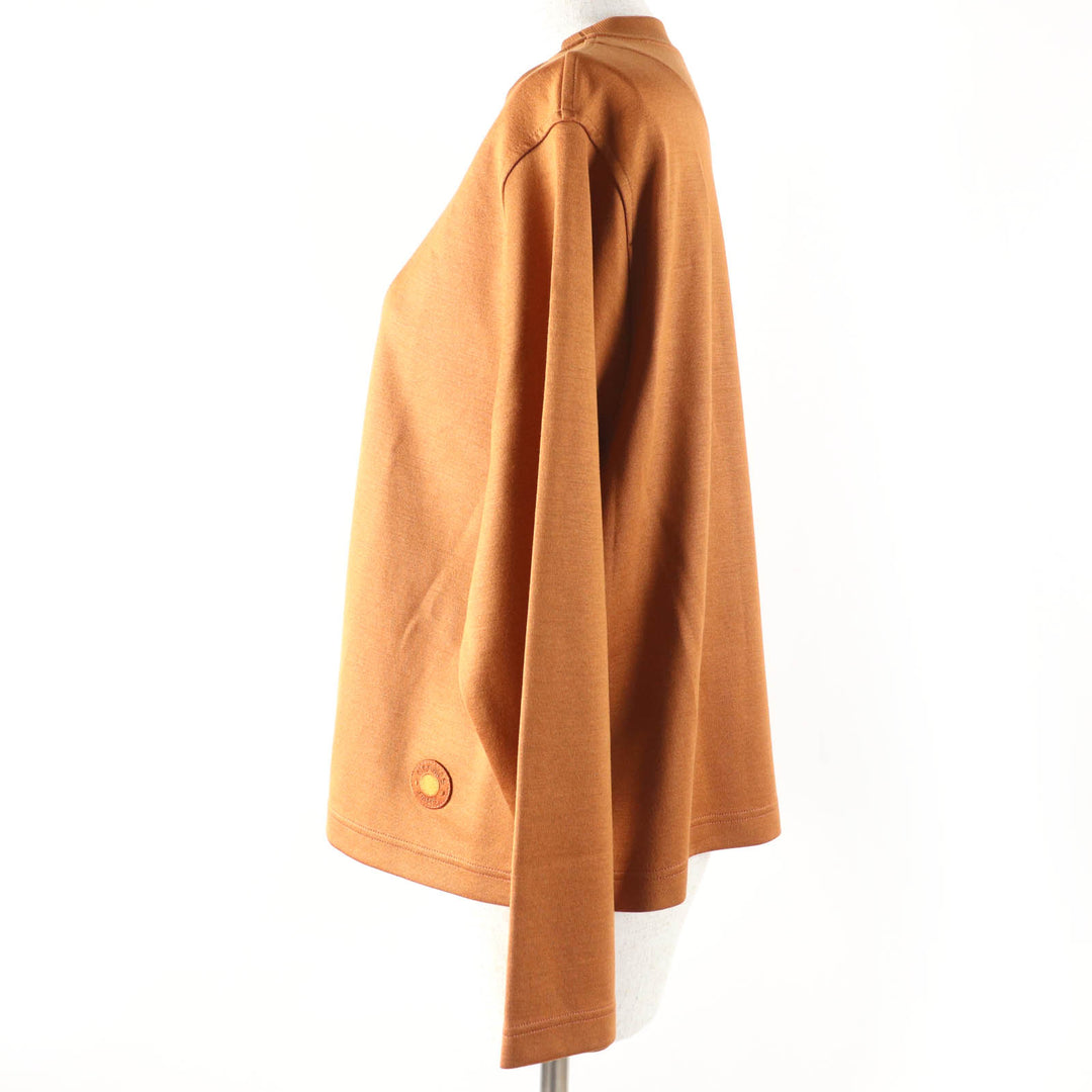 Excellent HERMES sweat Mock neck long sleeve with crudcell patch Brown cotton Women 34
