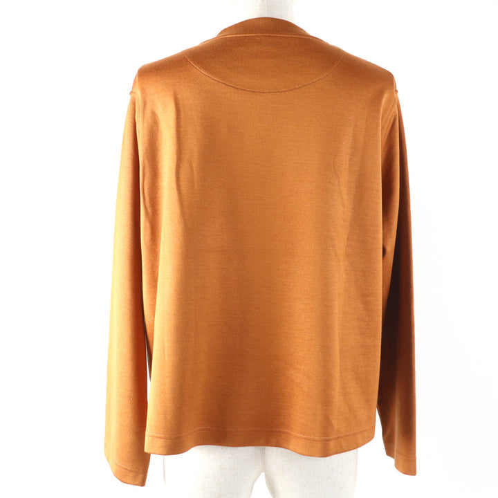 Excellent HERMES sweat Mock neck long sleeve with crudcell patch Brown cotton Women 34