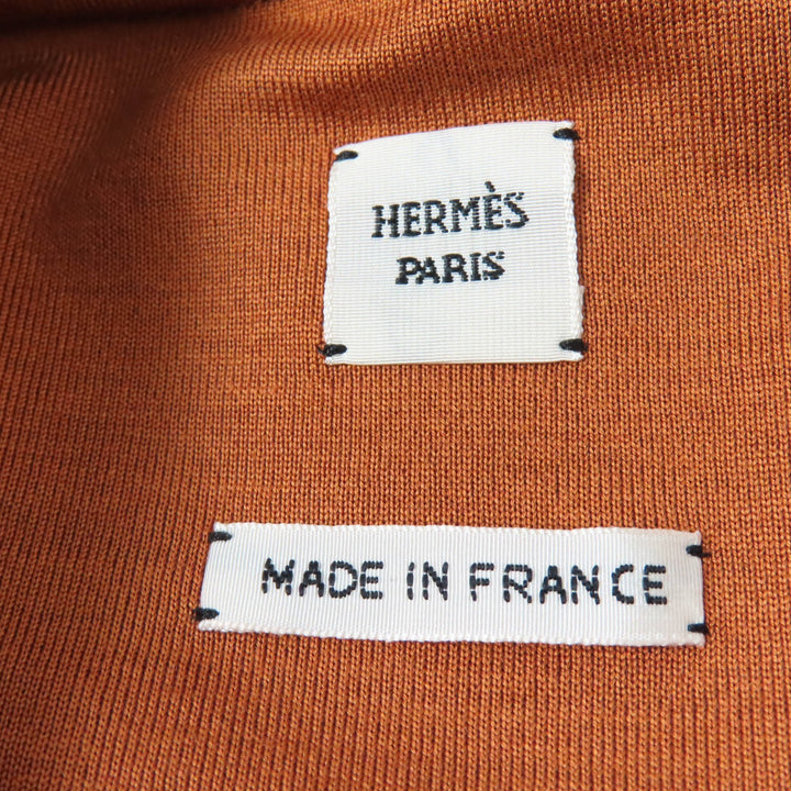 Excellent HERMES sweat Mock neck long sleeve with crudcell patch Brown cotton Women 34