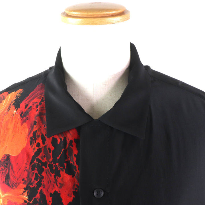Excellent Yohji Yamamoto POUR HOMME Short sleeve shirt black silk 2 HG-B85-835