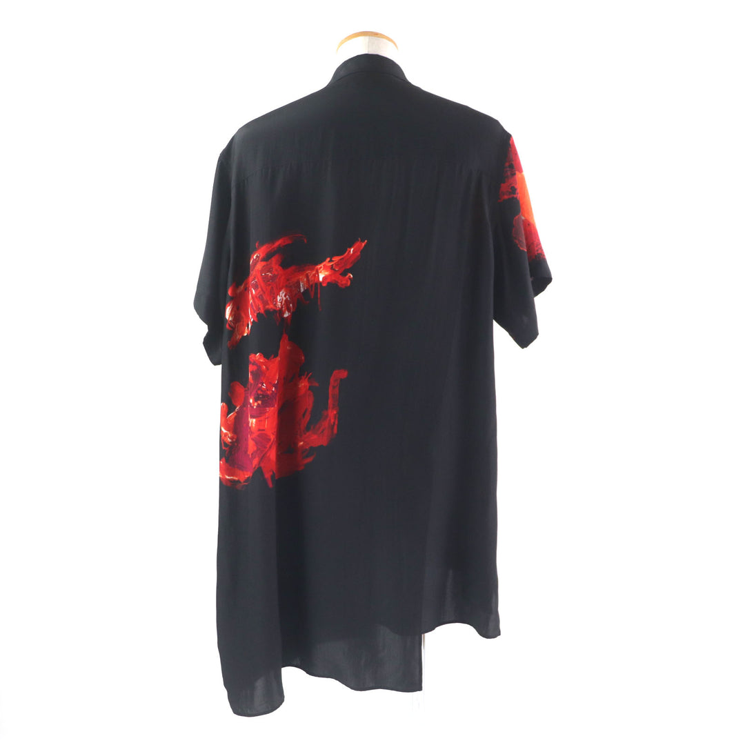 Excellent Yohji Yamamoto POUR HOMME Short sleeve shirt black silk 2 HG-B85-835