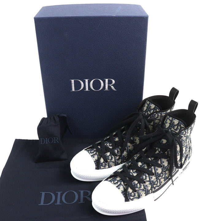 Pristine DIOR High cut sneakers B23 Oblique Logo Black beige mens 43 3SH126ZSA