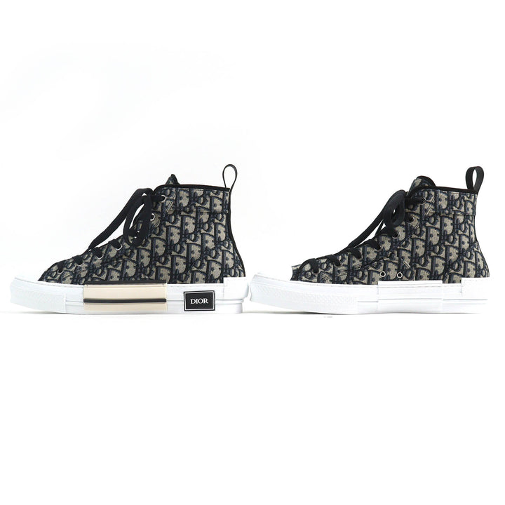Pristine DIOR High cut sneakers B23 Oblique Logo Black beige mens 43 3SH126ZSA