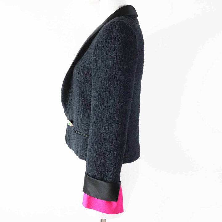 Excellent CHANEL Jacket Gripoa button shawl collar tweed jacket 36 12A P43994