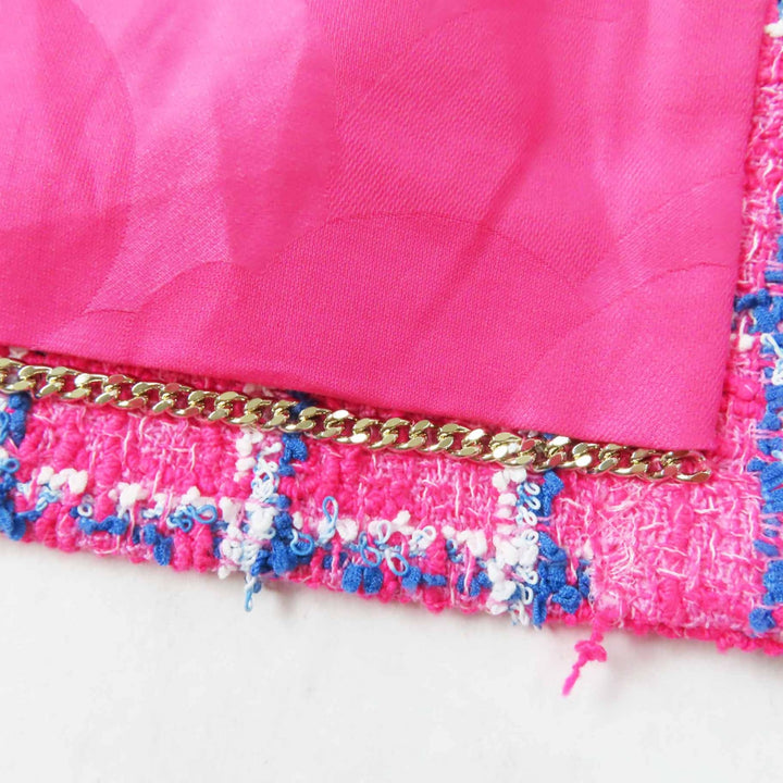 Excellent CHANEL Jacket COCO Mark Jewel Button Tweed Pink Blue White Women 38 24P P76732