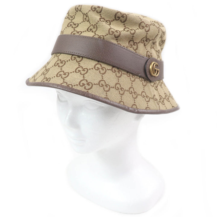 Excellent GUCCI hat GG canvas bucket beige cotton mens 576587