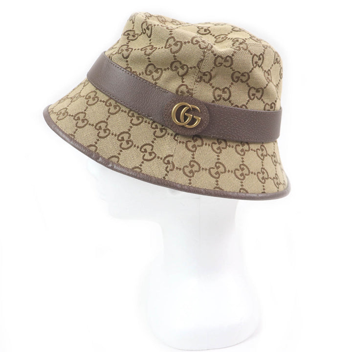 Excellent GUCCI hat GG canvas bucket beige cotton mens 576587