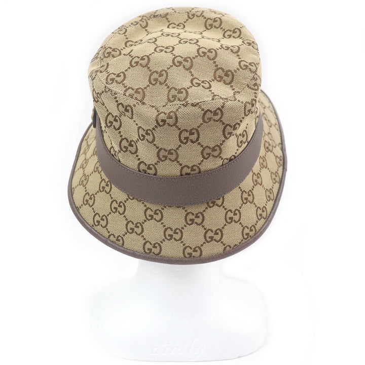 Excellent GUCCI hat GG canvas bucket beige cotton mens 576587