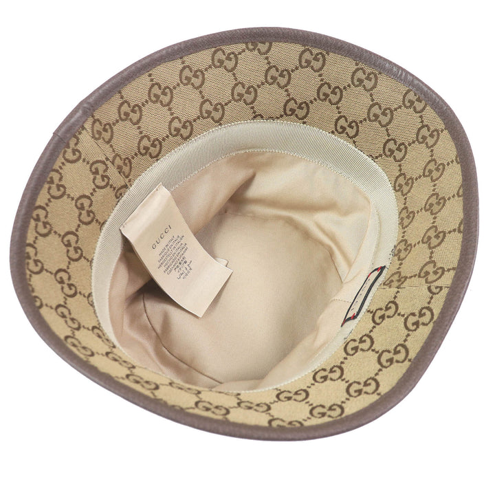 Excellent GUCCI hat GG canvas bucket beige cotton mens 576587
