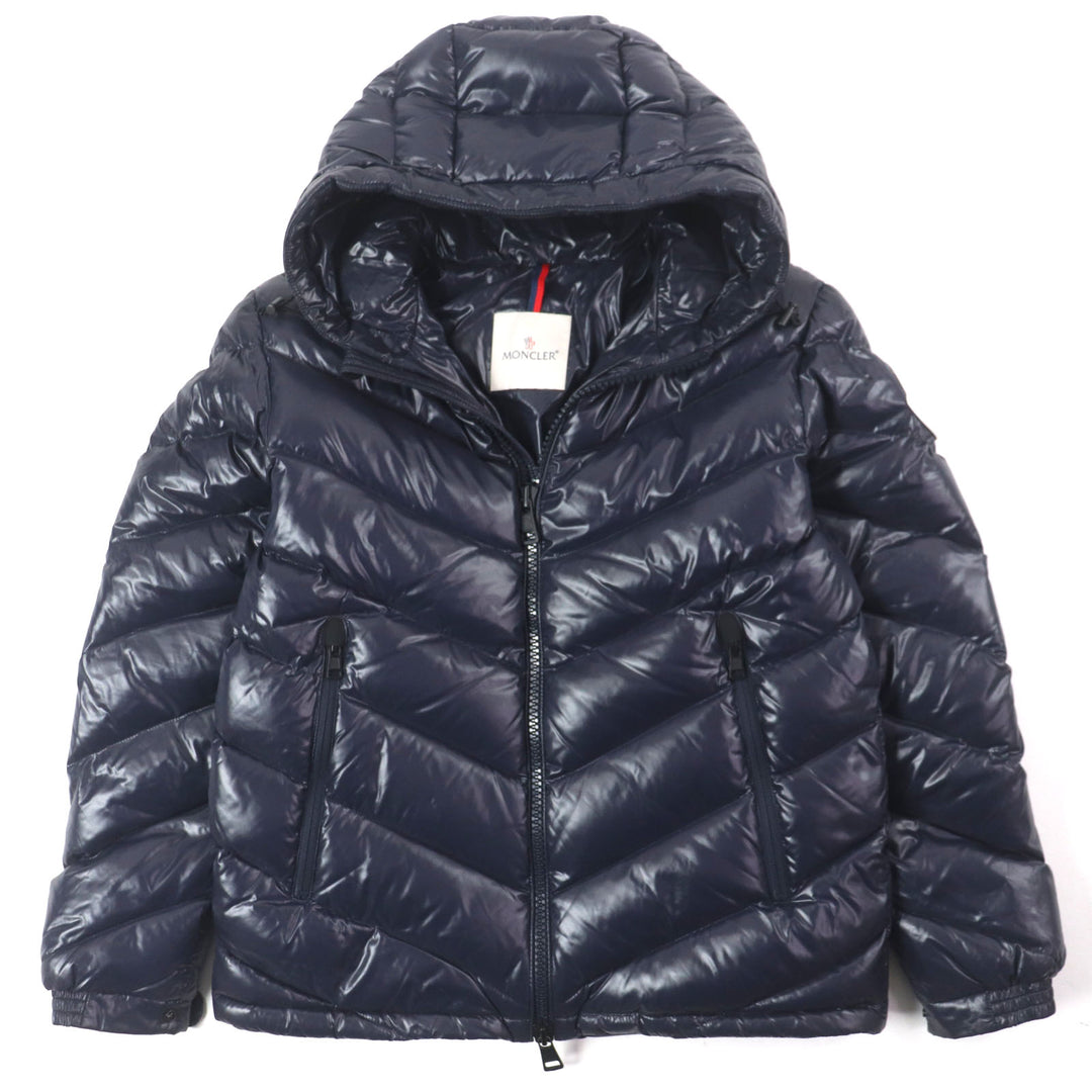 Great MONCLER Down jacket ALEIG Hooded Rubber Patch Double Zip Up Navy Nylon