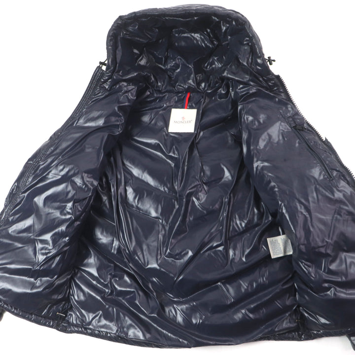 Great MONCLER Down jacket ALEIG Hooded Rubber Patch Double Zip Up Navy Nylon mens 1
