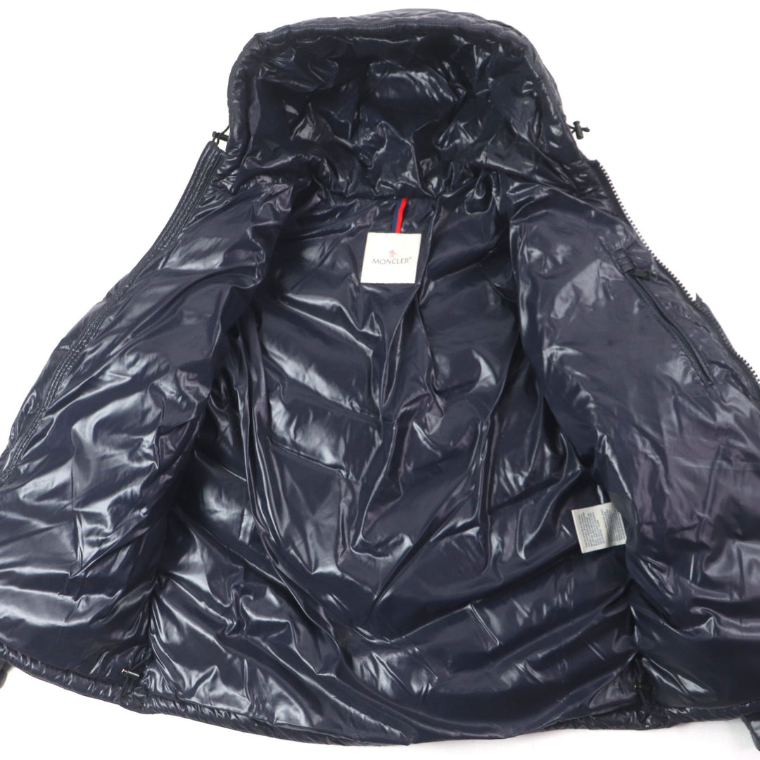Great MONCLER Down jacket ALEIG Hooded Rubber Patch Double Zip Up Navy Nylon