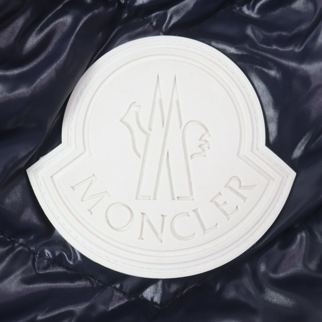 Great MONCLER Down jacket ALEIG Hooded Rubber Patch Double Zip Up Navy Nylon