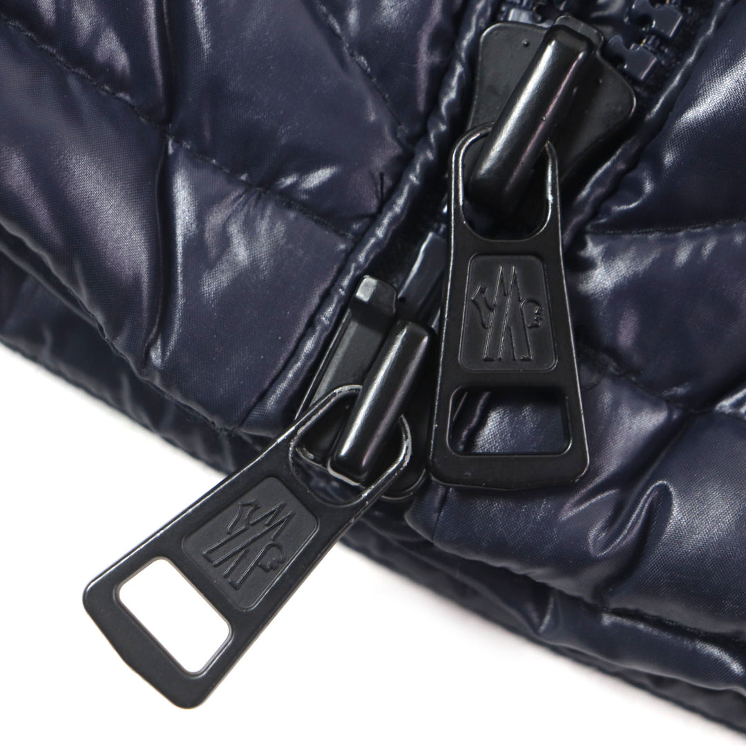 Great MONCLER Down jacket ALEIG Hooded Rubber Patch Double Zip Up Navy Nylon