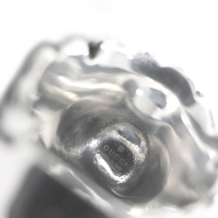 Excellent GUCCI Ring Lion head Silver black Colored stone mens