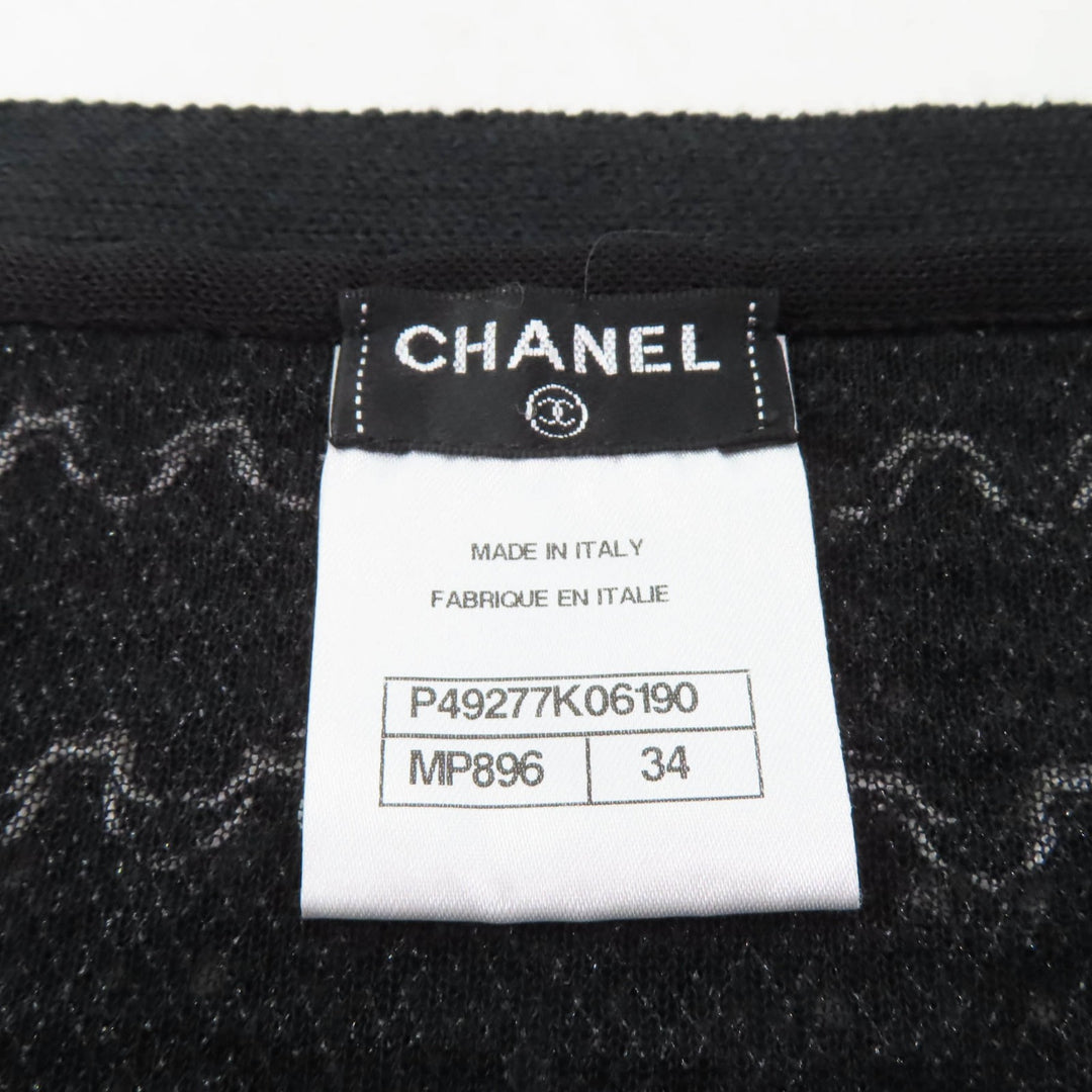 Great CHANEL Wrap skirt trapezoid Black White cotton Women 34 P49277