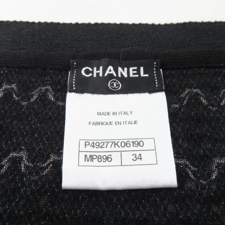 Great CHANEL Wrap skirt trapezoid Black White cotton Women 34 P49277
