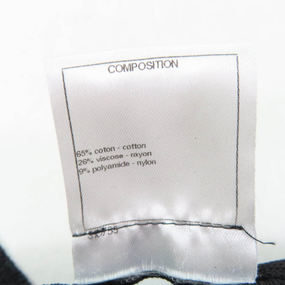Great CHANEL Wrap skirt trapezoid Black White cotton Women 34 P49277