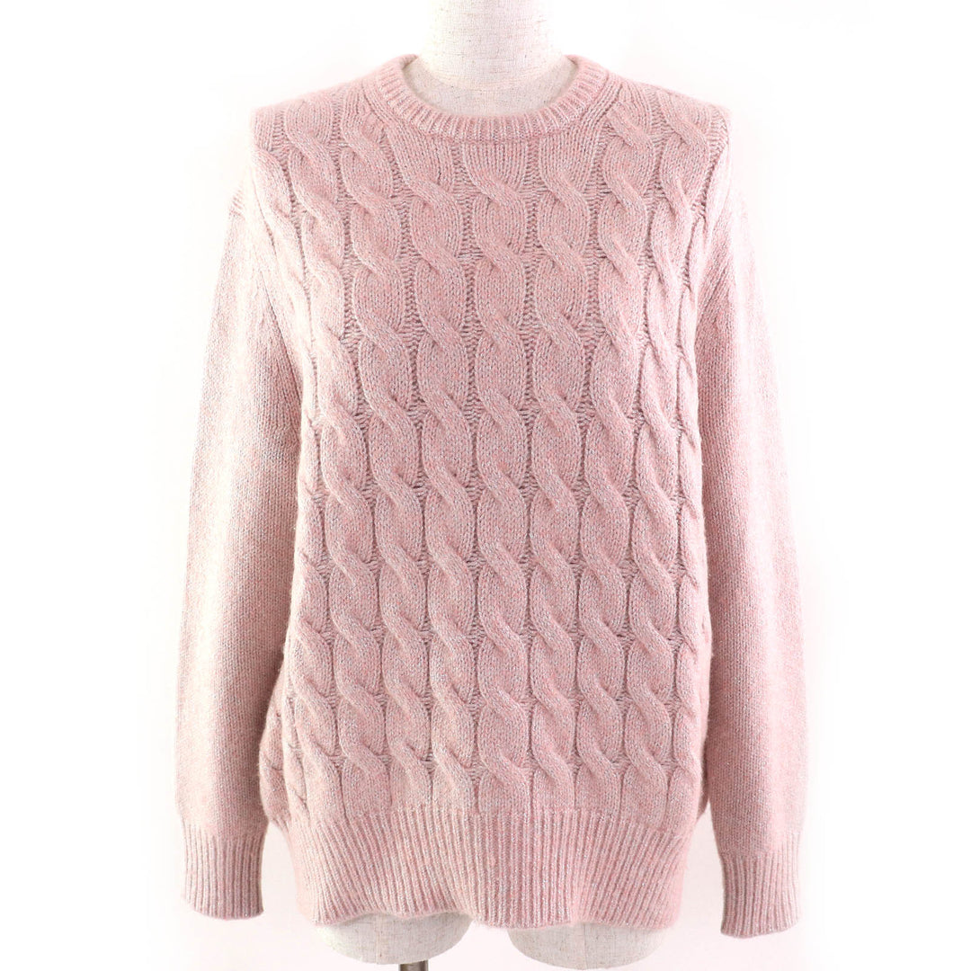 Great DRAWER Glitter 3G cable knit crew neck knit sweater Pink cashmere