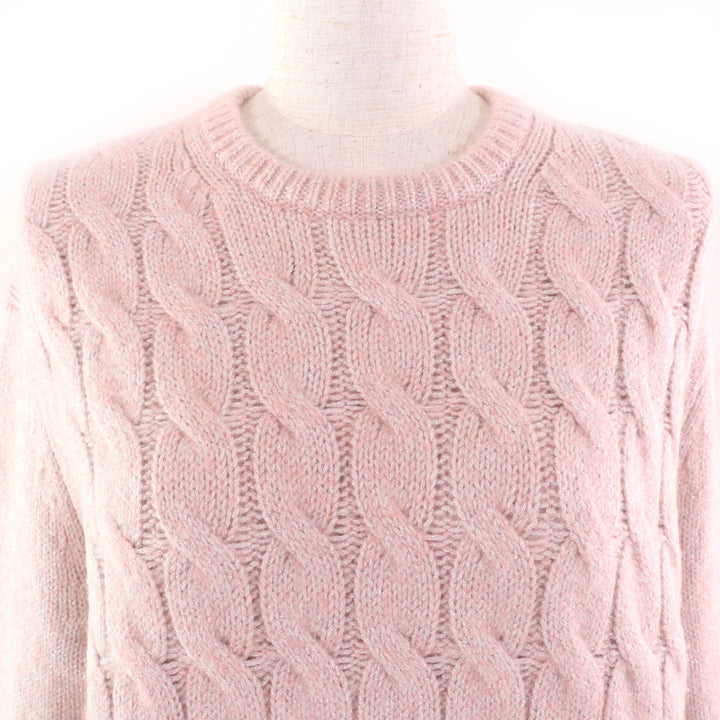 Great DRAWER Glitter 3G cable knit crew neck knit sweater Pink cashmere 6513-105-0995