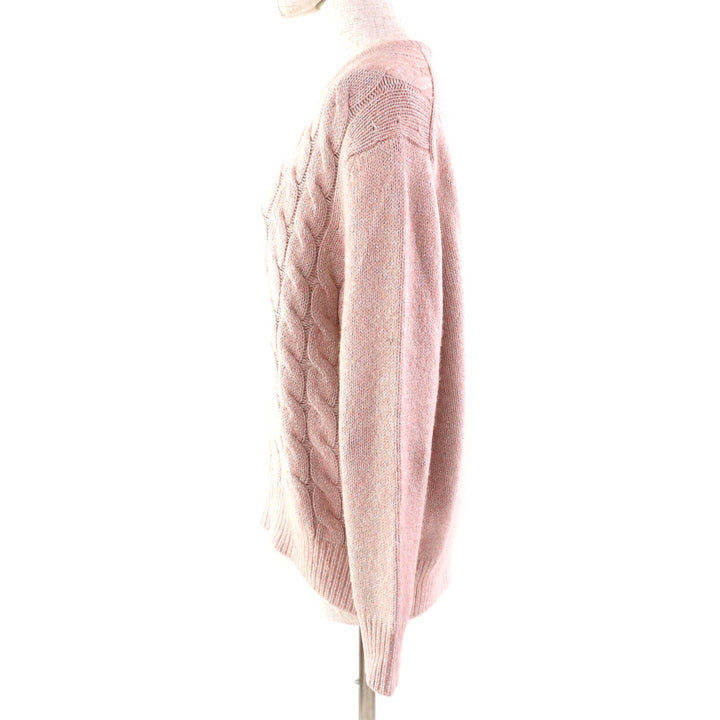 Great DRAWER Glitter 3G cable knit crew neck knit sweater Pink cashmere 6513-105-0995