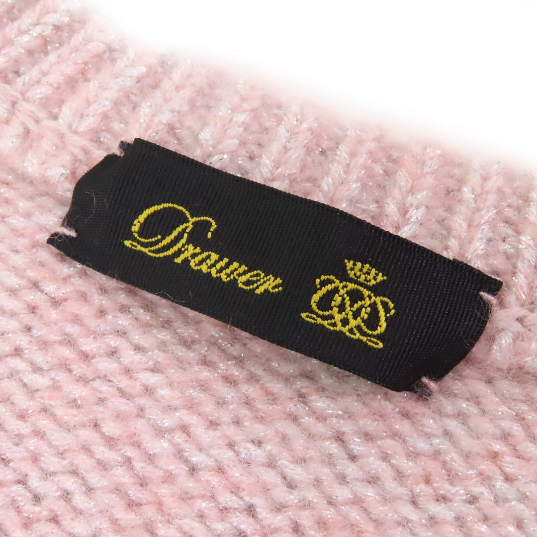 Great DRAWER Glitter 3G cable knit crew neck knit sweater Pink cashmere 6513-105-0995