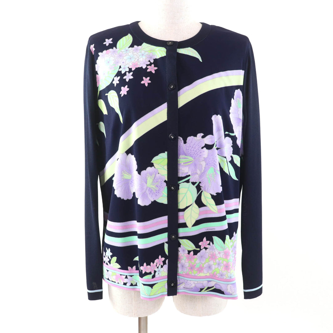 Excellent LEONARD FASHION ensemble cardigan + short-sleeved T-shirt Navy Rayon Women 42