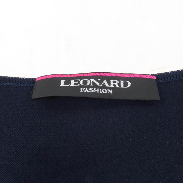 Excellent LEONARD FASHION ensemble cardigan + short-sleeved T-shirt Navy Rayon Women 42