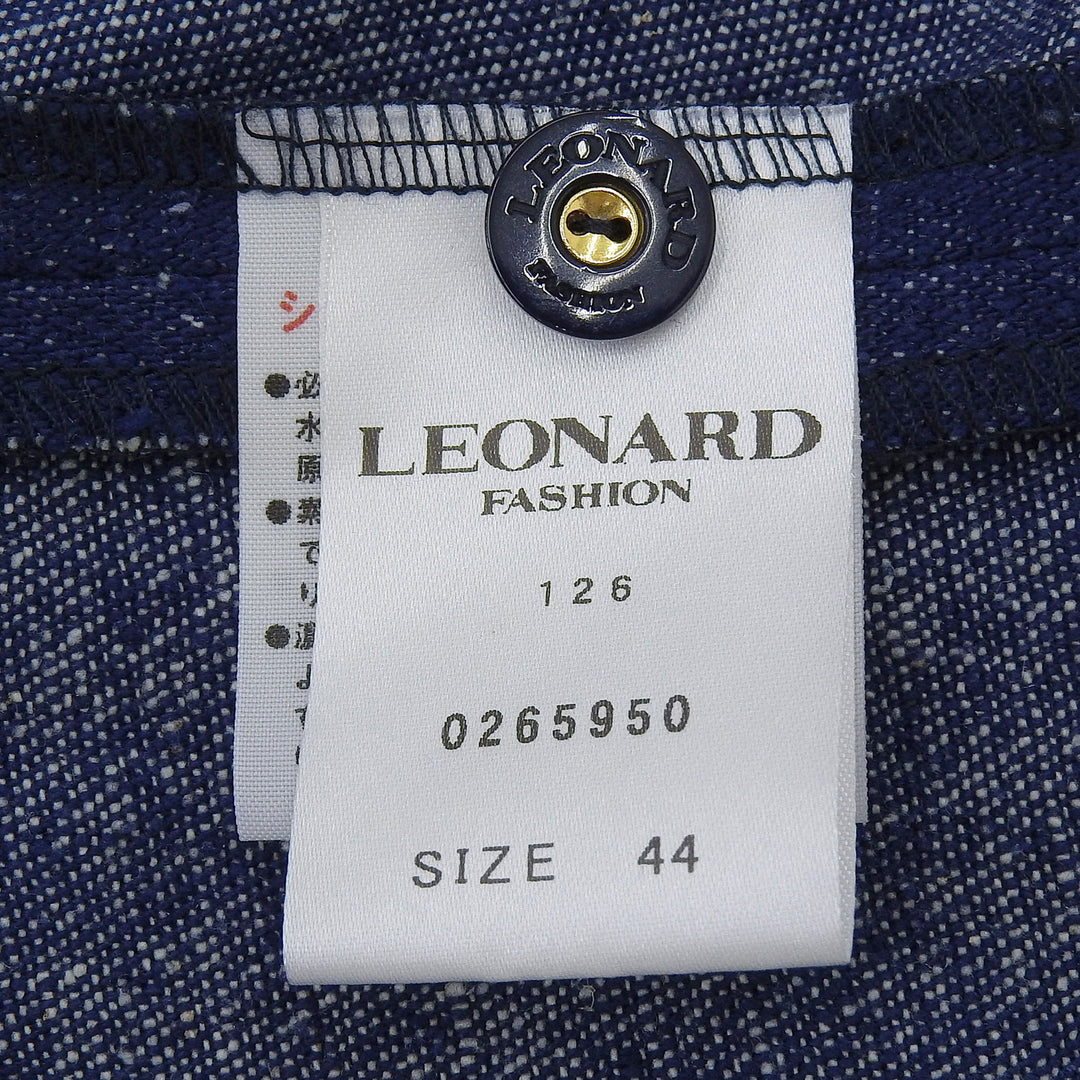 Great LEONARD FASHION Long sleeve shirt Floral pattern use Navy silk Women 44