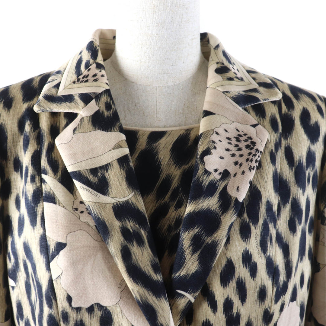 Pristine LEONARD FASHION setup Leopard jacket and dress Beige black Women 42 0341900