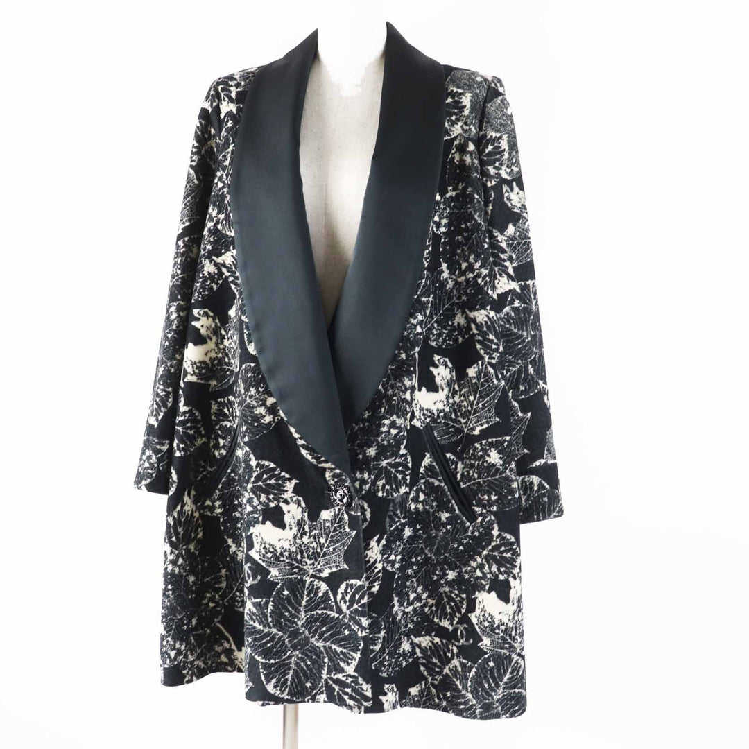 Excellent CHANEL coat COCO Mark button all-over pattern shawl collar 36 P60011