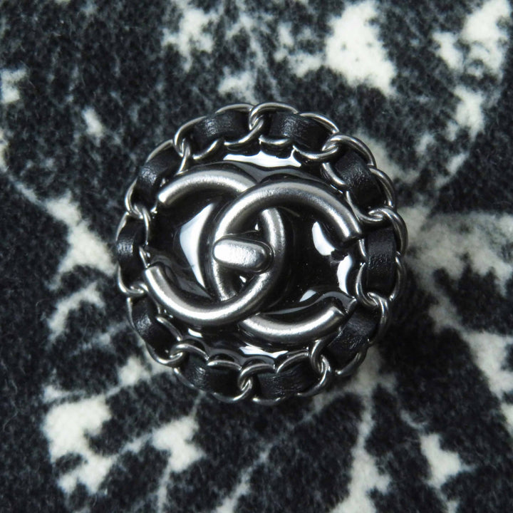 Excellent CHANEL coat COCO Mark button all-over pattern shawl collar 36 P60011