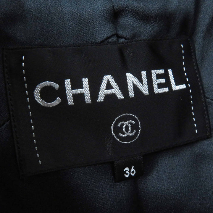 Excellent CHANEL coat COCO Mark button all-over pattern shawl collar 36 P60011