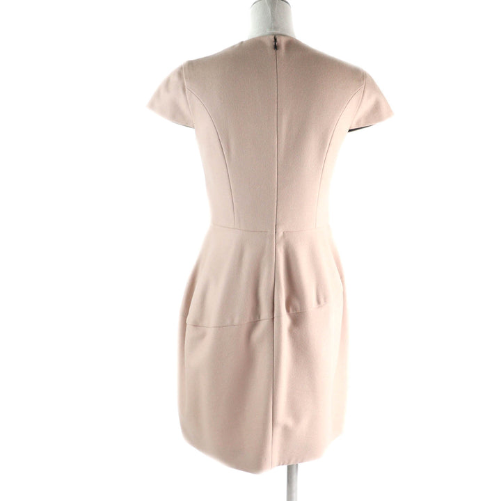 Great YOKO CHAN one piece F pearl decoration French sleeve balloon pink beige wool Women 38 YCD-520-542