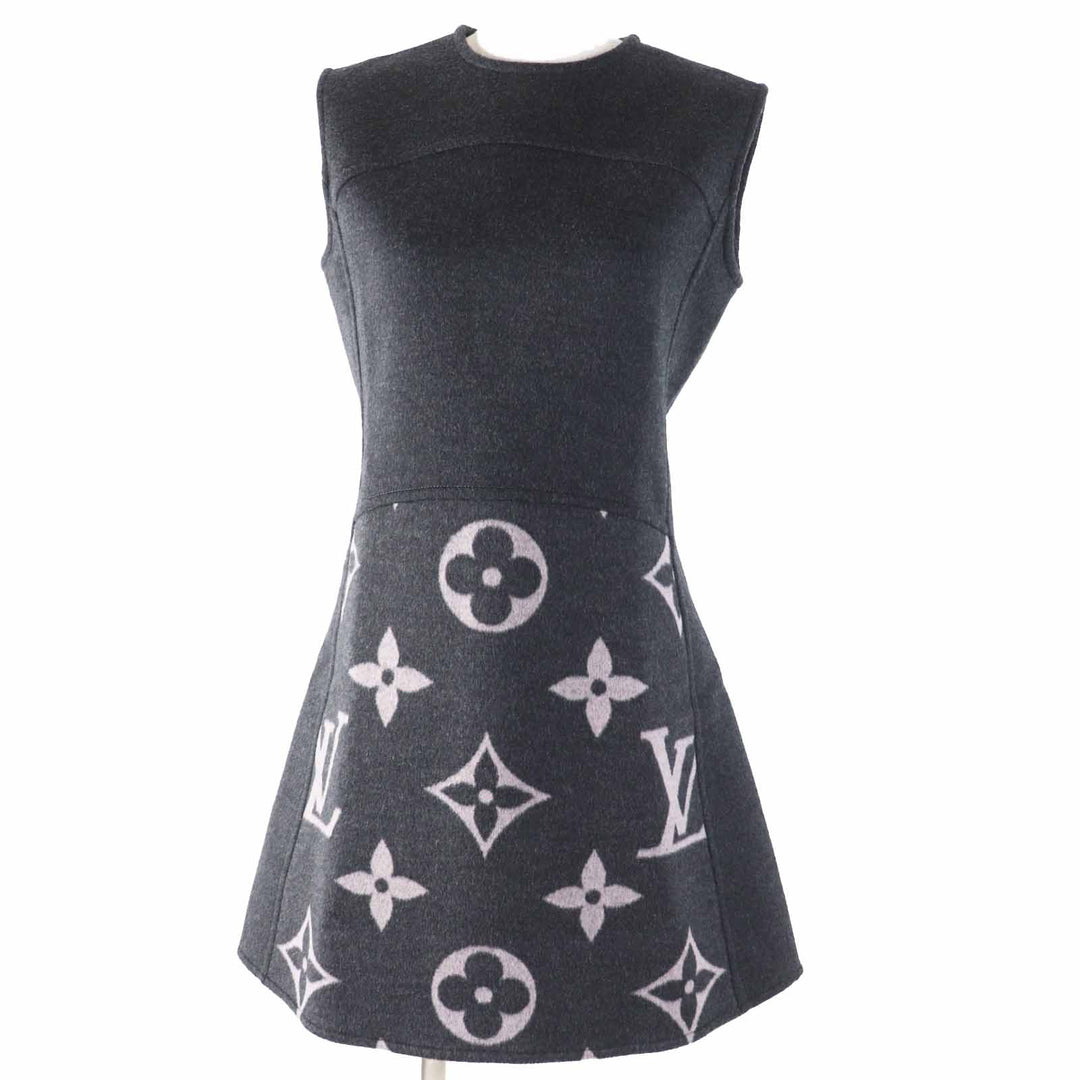 Excellent LOUIS VUITTON one piece Monogram sleeveless Dark gray 36