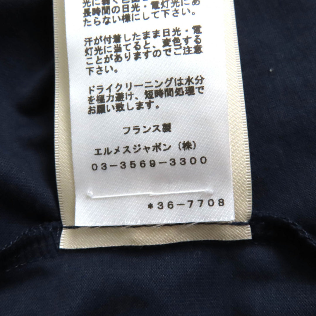 Excellent HERMES one piece pocket, crew neck, short sleeves Navy cotton Women 36