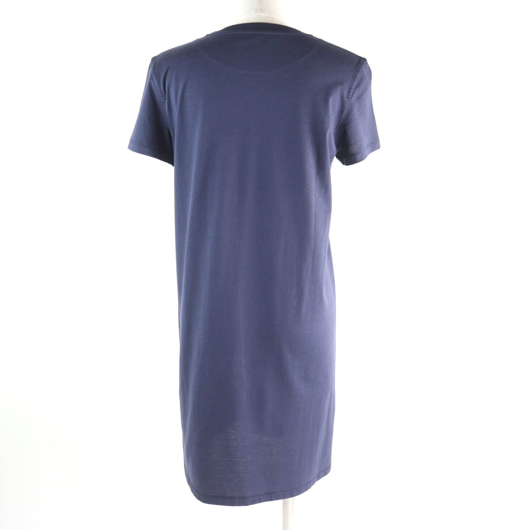 Excellent HERMES one piece pocket, crew neck, short sleeves Navy cotton Women 36