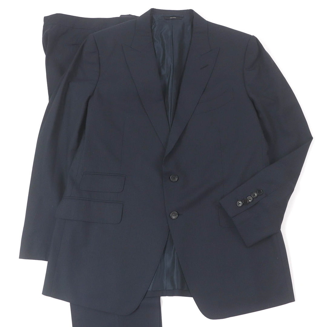 Great TOM FORD suit Stripe Pattern Peak Lapel Single Dark navy wool mens 56