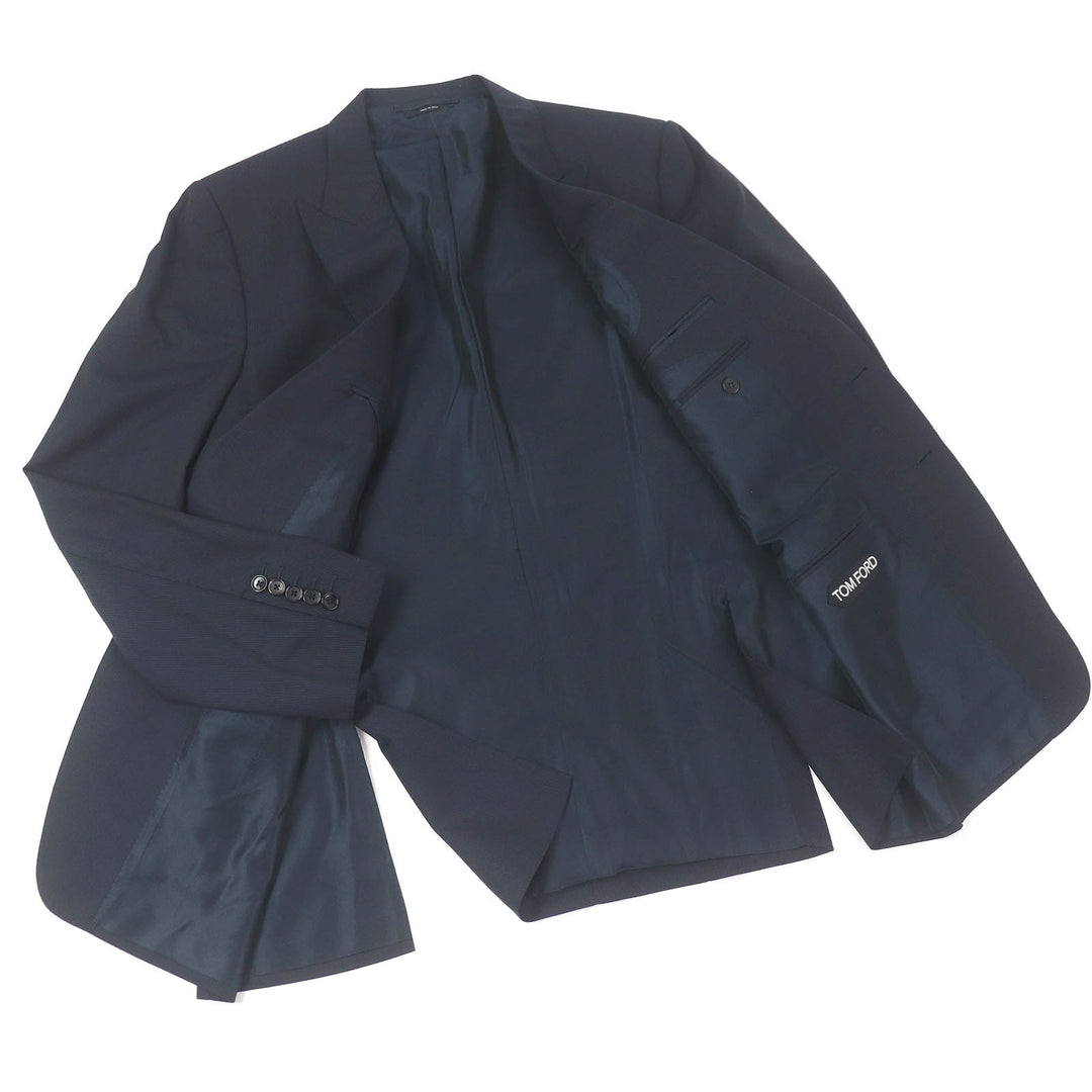 Great TOM FORD suit Stripe Pattern Peak Lapel Single Dark navy wool mens 56