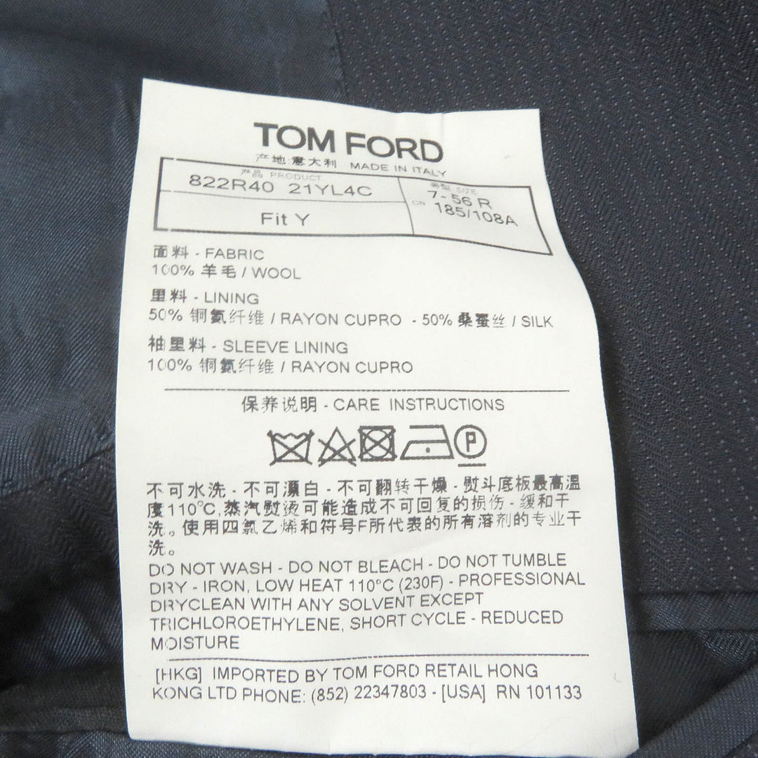 Great TOM FORD suit Stripe Pattern Peak Lapel Single Dark navy wool mens 56