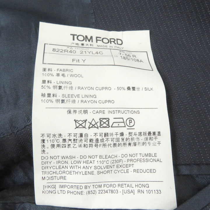 Great TOM FORD suit Stripe Pattern Peak Lapel Single Dark navy wool mens 56