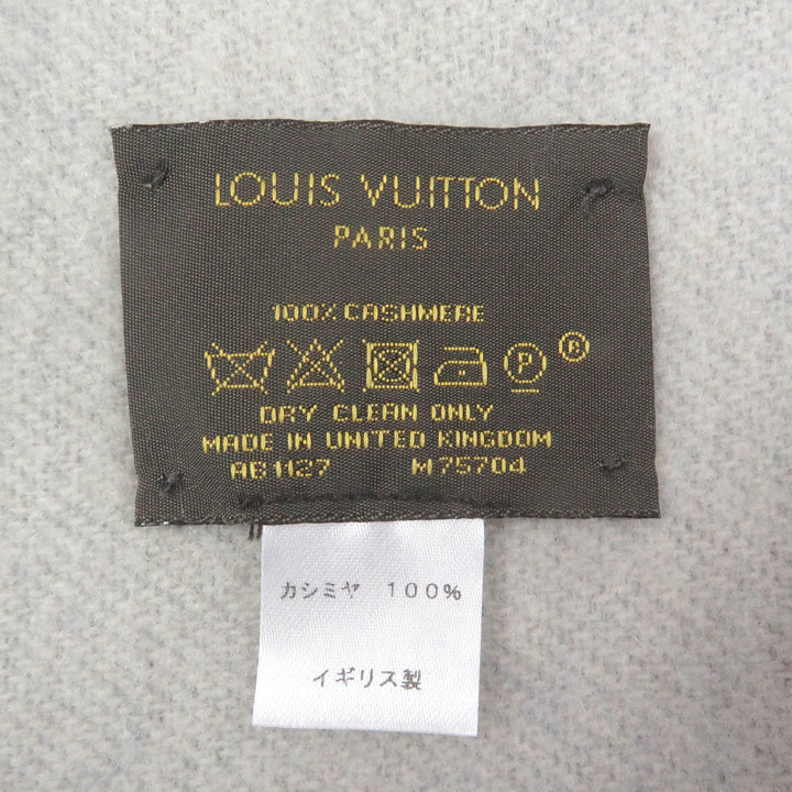 Very Good LOUIS VUITTON Scarf Escalp Reykjavik fringe Light blue cashmere mens