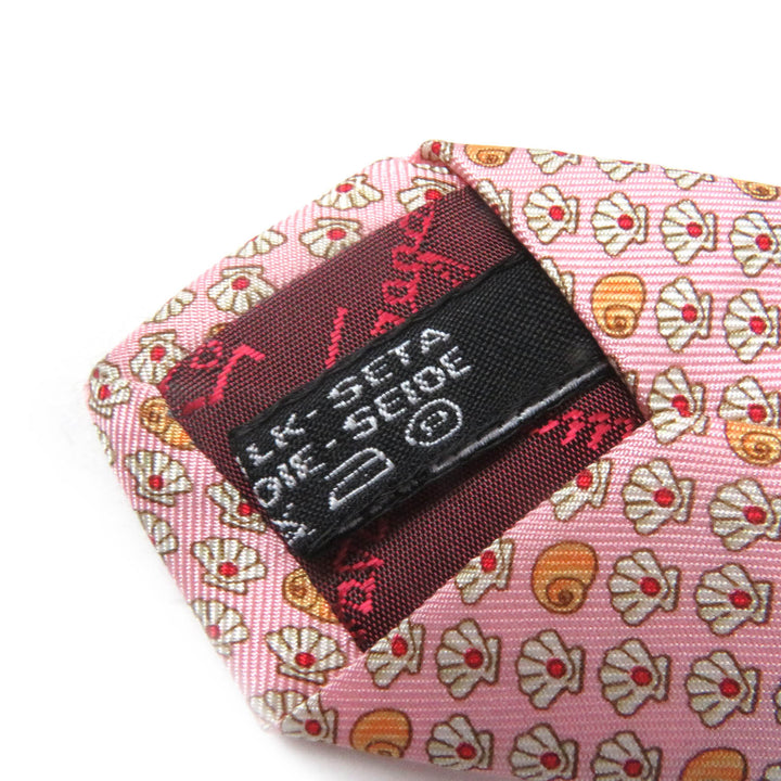 Pristine Salvatore Ferragamo tie Shell pattern wide tie pink silk mens